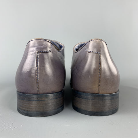 PAUL SMITH Size 11 Slate Distressed Antique Effect Leather Cap Toe Lace Up