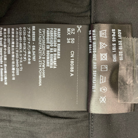 PRADA Talla 34 Pantalón de vestir negro liso de algodón / elastano con cremallera y bragueta
