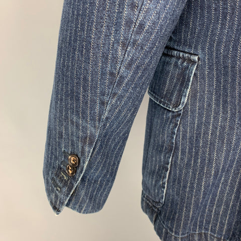 POLO by RALPH LAUREN Size 44 Indigo Pinstripe Cotton Sport Coat