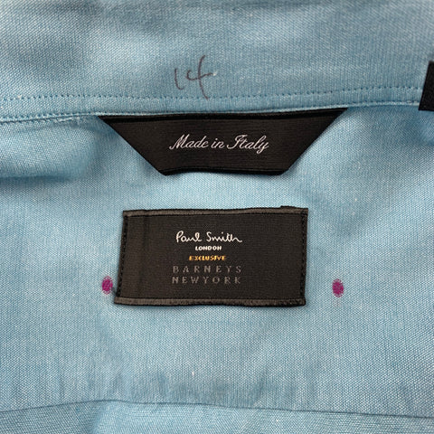 PAUL SMITH x BARNEYS NEW YORK Size L Light Blue Dots Cotton Button Up Long Sleeve Shirt