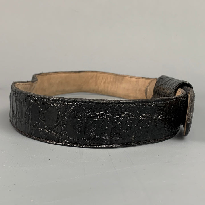 DONNA KARAN Size S Black Embossed Leather Belt