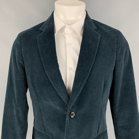 PAUL SMITH Soho Fit Taille 40 Costume à revers cranté en coton velours côtelé vert forêt régulier