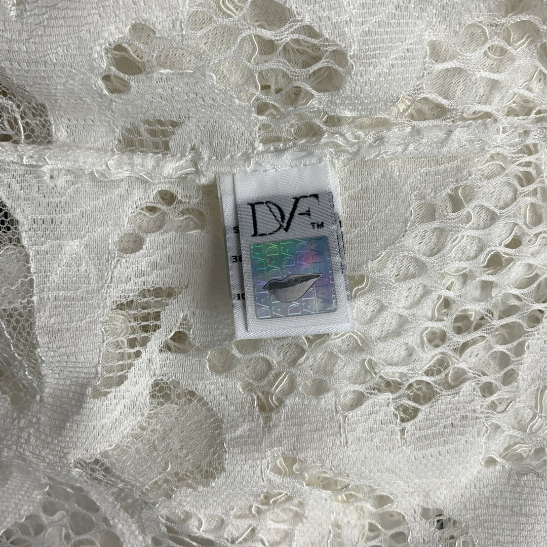 DIANE VON FURSTENBERG Size 6 Cotton Blend  White Lace Button Up Shirt