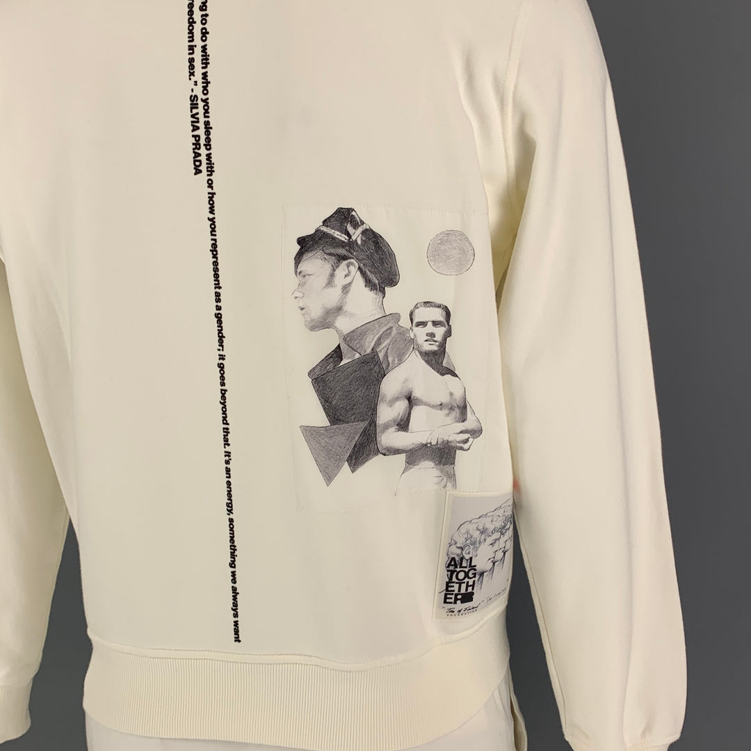 DIESEL x Tom Of Finland Size M White Black Graphic Cotton Crew-Neck Pullover