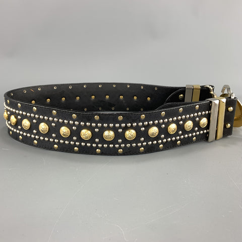 Vintage GIANNI VERSACE Studded Size XS 80/32 Black Leather Waist Belt