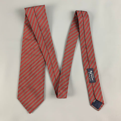 MICKY Burgundy Brown Diagonal Stripe Silk / Cotton Tie