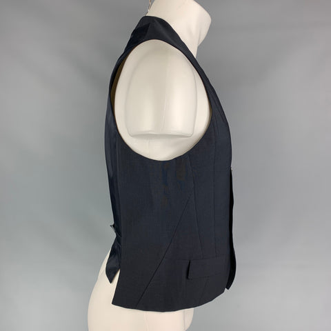 NEIL BARRETT Size 38 Black Pinstripe Wool Double Breasted Vest