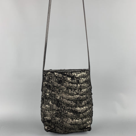 SIMONA TAGLIAFERRI Textured Grey Fabric Shoulder Handbag