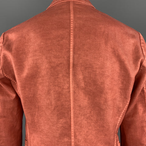 JUST CAVALLI Washed Brick Red Cotton / Linen Notch Lapel Sport Coat