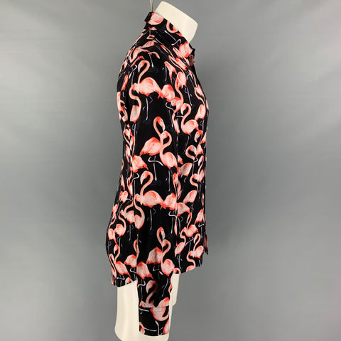 MARC JACOBS Size S Black Pink Print Viscose Button Up Long Sleeve Shirt