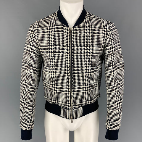TOMORROWLAND Size M Black White Houndstooth Nylon Blend Jacket