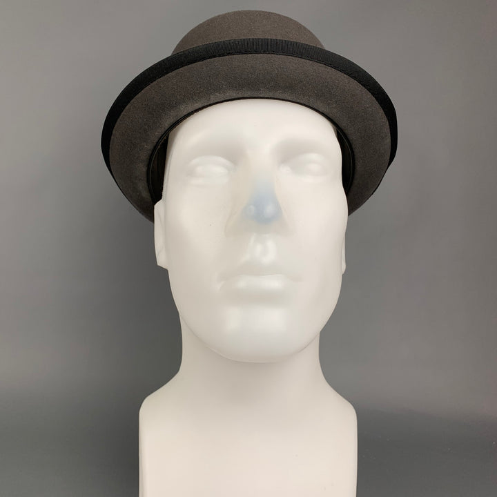 BAILEY Size 7.5 Grey & Black Felt Porkpie Hat