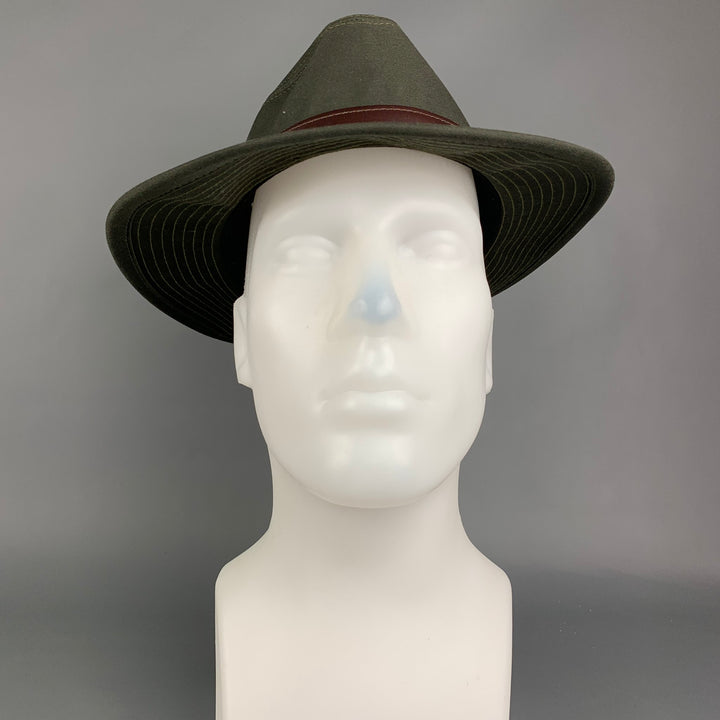 GOORIN BROTHERS Size L Olive & Brown Canvas Leather Hat
