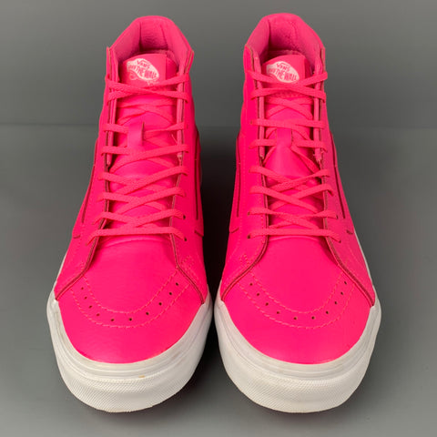 VANS Size 8.5 Neon Pink Leather Sk8-Hi Slim Sneakers