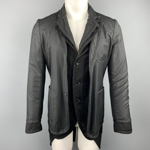 COMME des GARCONS HOMME PLUS Size S Black Mixed Fabrics Wool Blend Coat