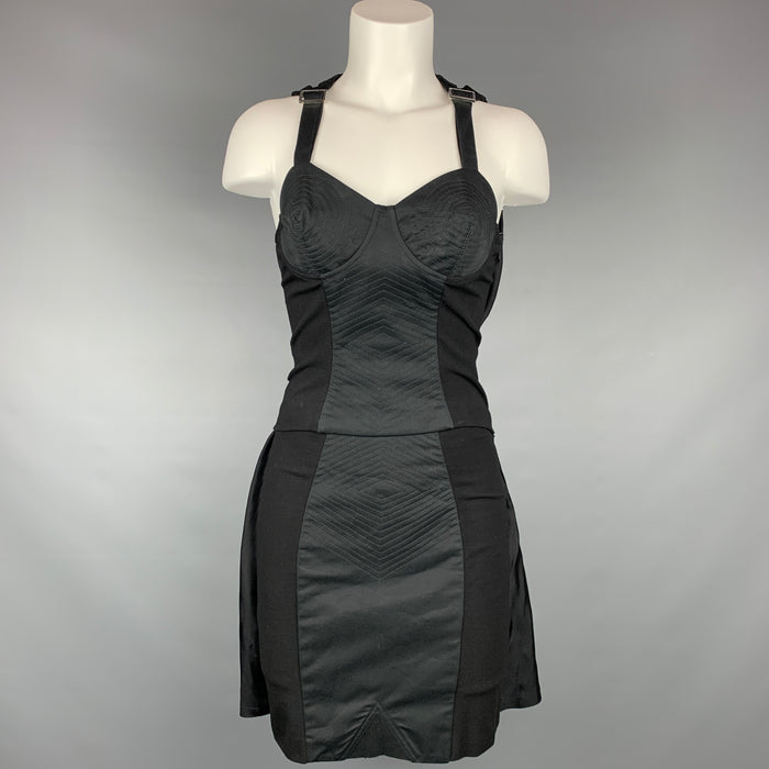 Vintage JEAN PAUL GAULTIER Size 4 Black Polyester / Cotton Skirt Suit
