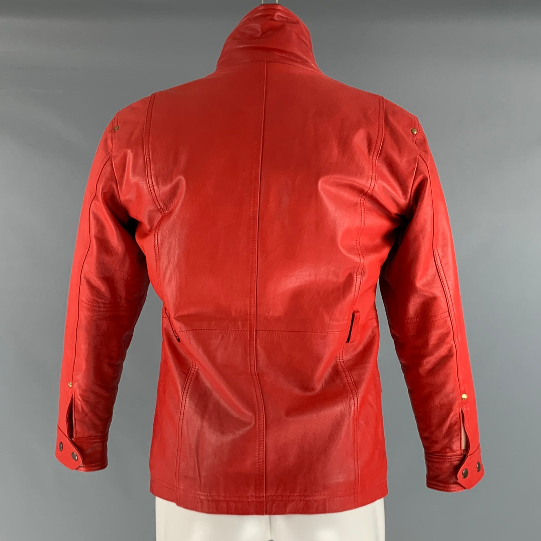 LEATHER CULT Talla M Chaqueta de cuero de materiales mixtos Rojo Marrón