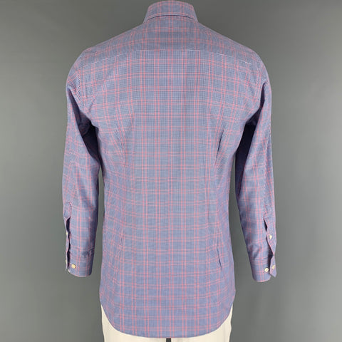 ETON Talla L Camisa de manga larga de algodón a cuadros azul rojo y blanco