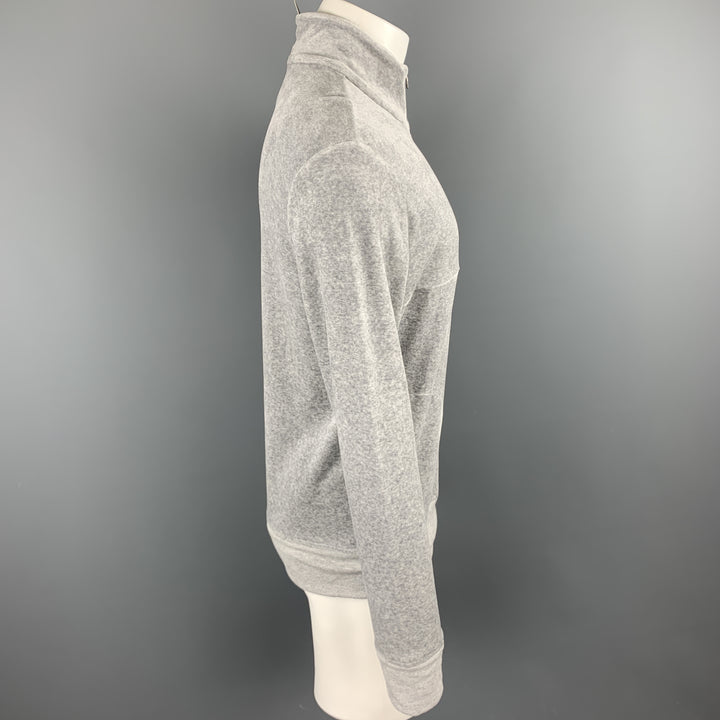 BARNEYS NEW YORK Size M Gray Cotton / Modal Half Zip Sweatshirt