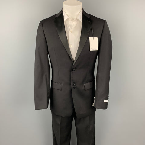 CALVIN KLEIN Regular Slim Fit Size 36 Black Wool Tuxedo Suit