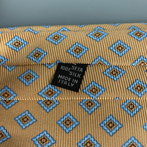 KITON Yellow Blue Rhombus Silk Tie