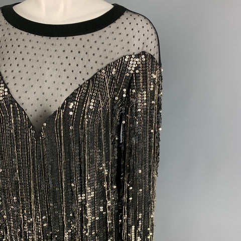 FAITH CONNEXION Taille XS Noir Or Viscose Robe à sequins à col rond Haut