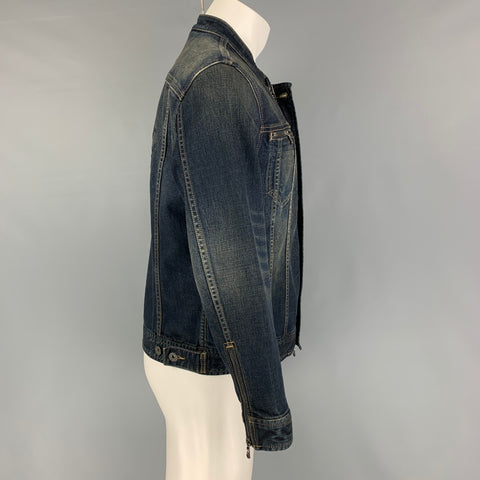 JOHN VARVATOS Size M Blue Embroidery Cotton Jacket