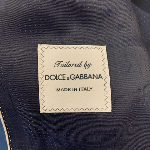 DOLCE &amp; GABBANA Taille 38 Costume 3 Pièces En Laine / Soie Bleu Régulier
