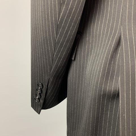RALPH LAUREN Taille 40 Costume à revers cranté en laine à rayures noires régulières