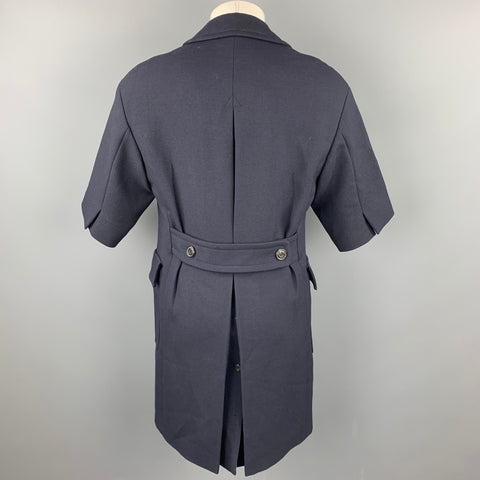 WOOSTER + LARDINI Size 38 Navy Wool Double Breasted Short Sleeve Coat
