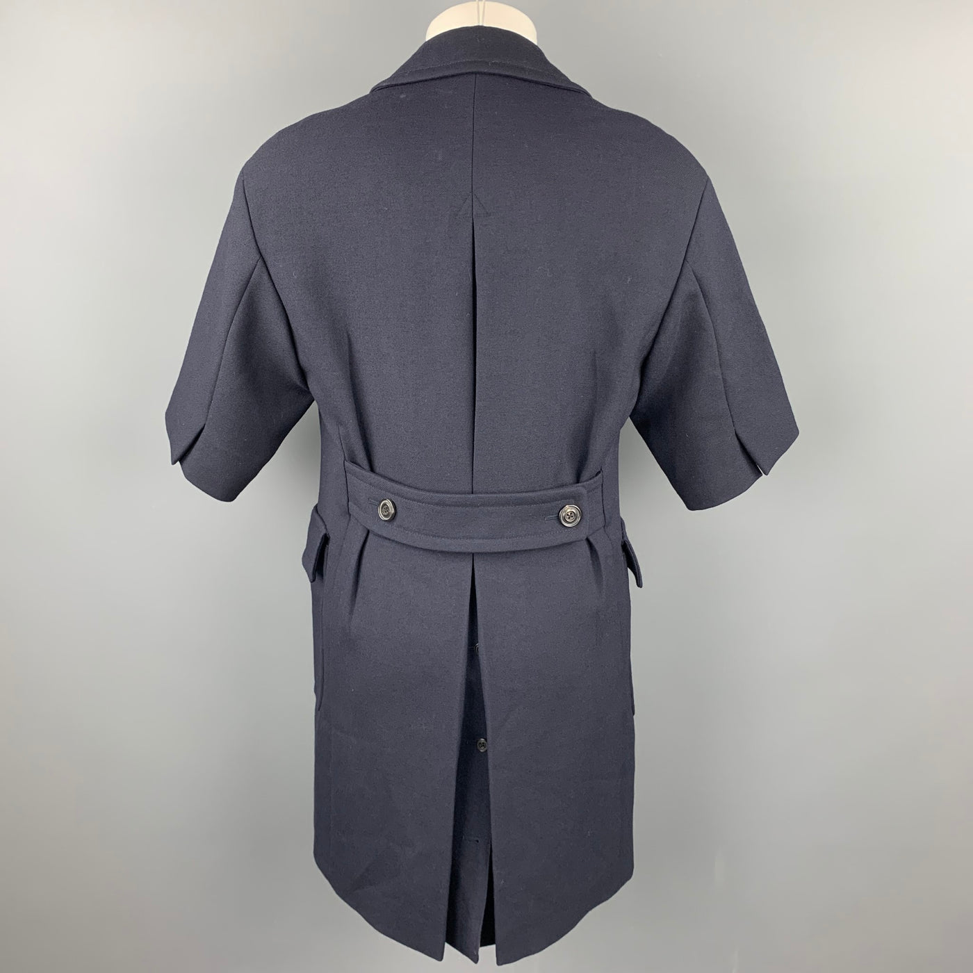 WOOSTER + LARDINI Size 38 Navy Wool Double Breasted Short Sleeve Coat
