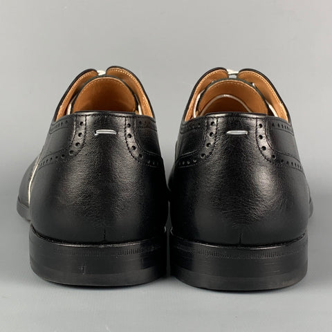 MAISON MARTIN MARGIELA Taille 11 Chaussures Oxford à bout d'aile en cuir bicolore noir argent