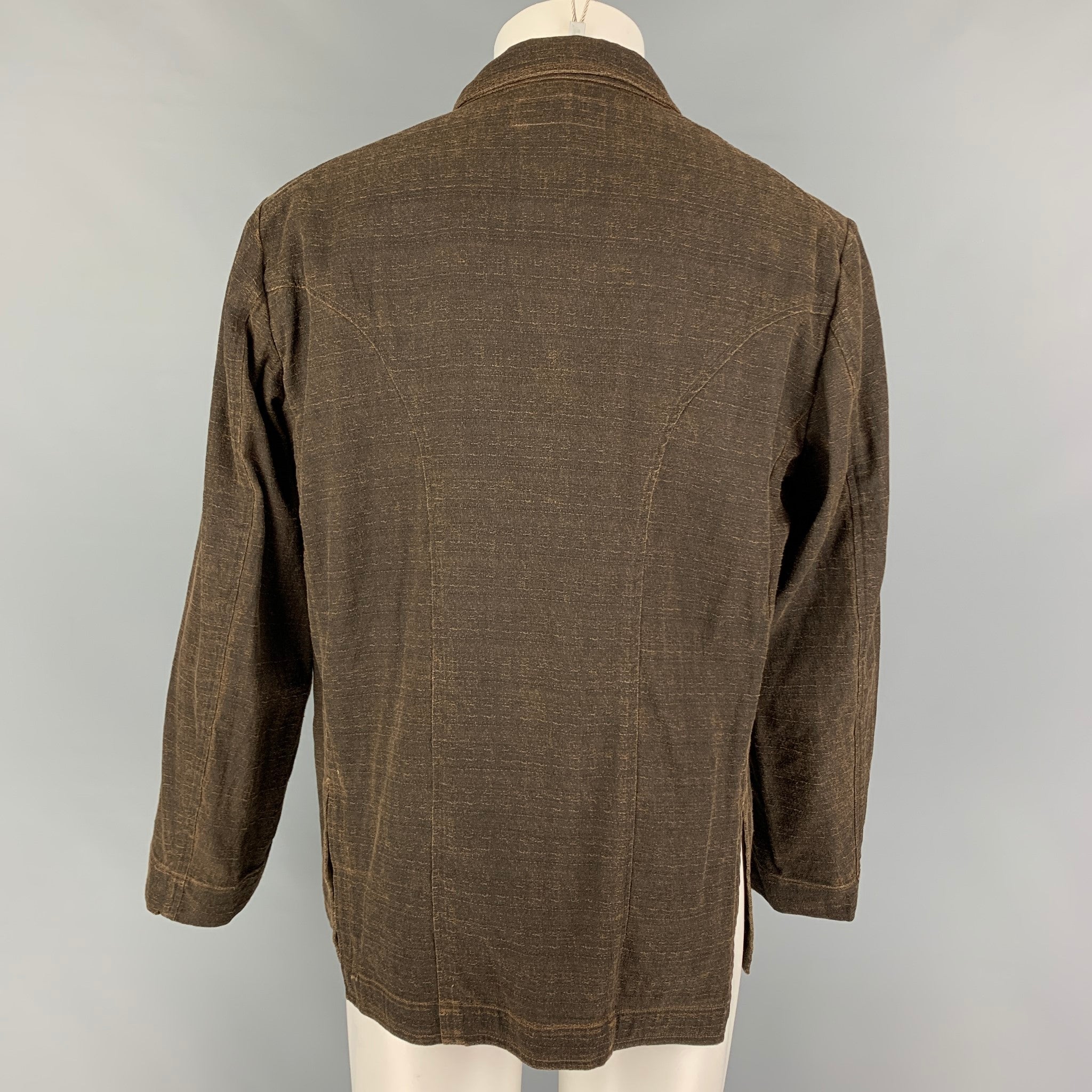 BEAUGAN Size M Brown Textured Cotton Worker Jacket