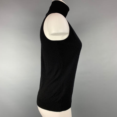 RALPH LAUREN Black Label Taille L Pull à col roulé en cachemire / polyester noir