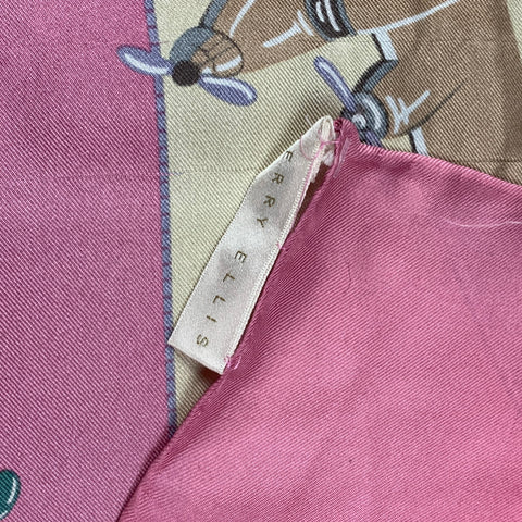 PERRY ELLIS Pink Beige Plane Print Silk Scarf