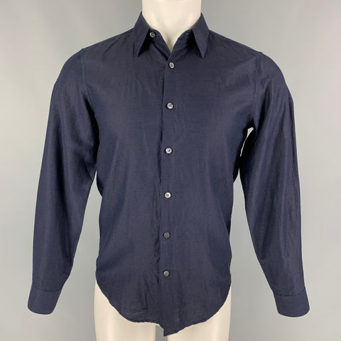 THEORY Size XS Navy Linen Blend Long Sleeve Shirt