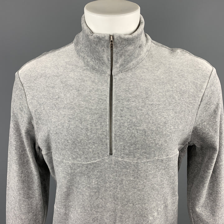 BARNEYS NEW YORK Taille M Sweat Gris Coton/Modal Demi Zip