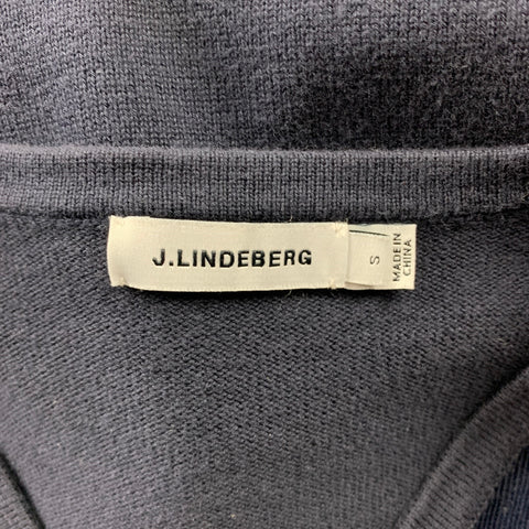 J. LINDEBERG Pull col V en coton bleu marine taille S