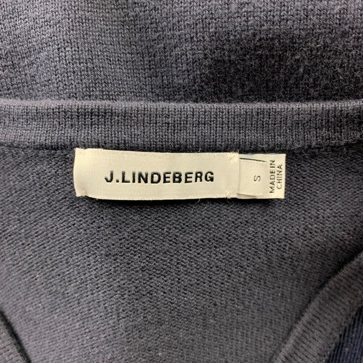 J. LINDEBERG Size S Navy Cotton V-Neck Pullover