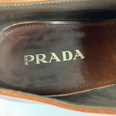 PRADA Size 10 Brown Antique Leather Split Toe Lace Up Shoes