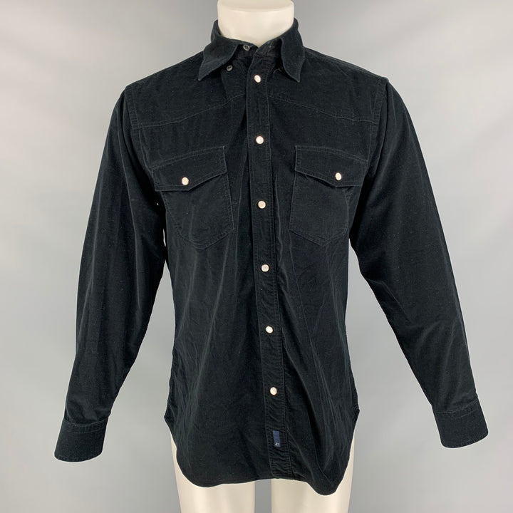 ZEGNA SPORT Size M Black Corduroy  Long Sleeve Shirt