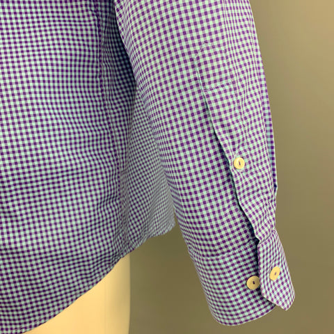 ETON Size S Blue & Purple Checkered Cotton Button Up Long Sleeve Shirt