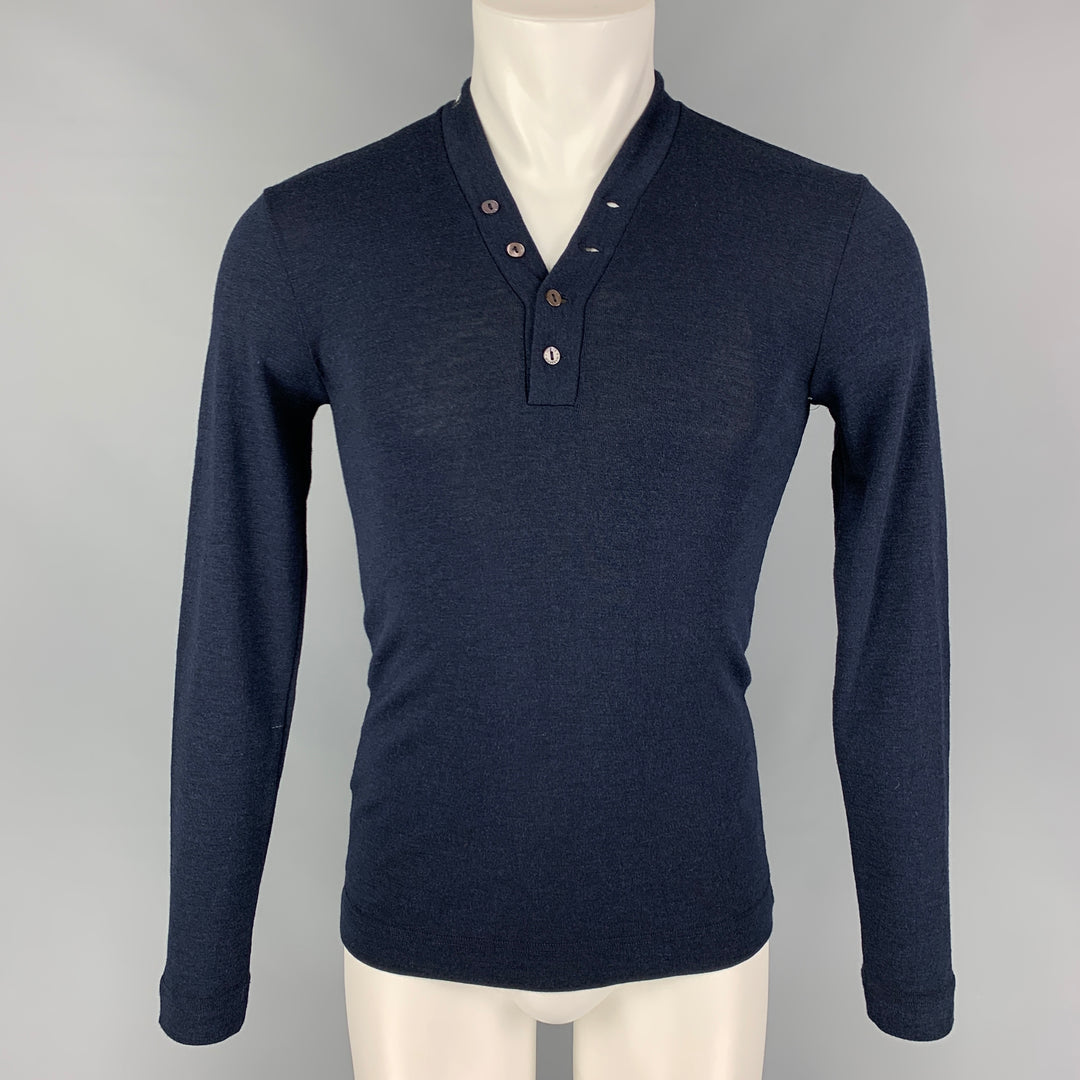DOLCE & GABBANA Size XS Navy Wool Blend Buttoned Pullover