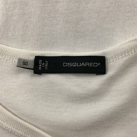 DSQUARED2 Size M White Cotton Crew-Neck T-shirt