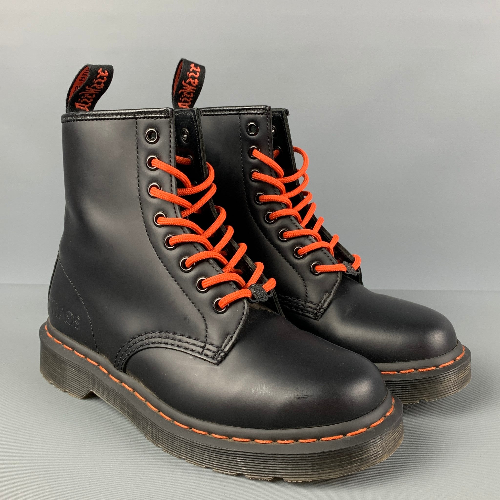 DR. MARTENS 1460 Beams x Babylon Size 7 Black Leather Ankle Boots