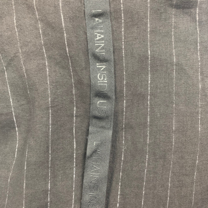 LA HAINE Size M Charcoal Stripe Linen Long Vest