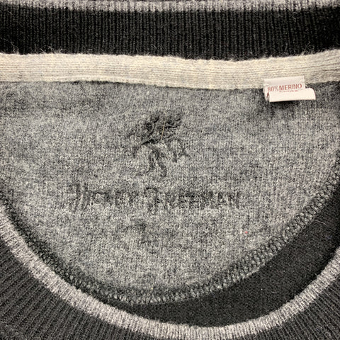 HICKEY FREEMAN Size L Black Merino Wool / Cashmere Raglan Pullover