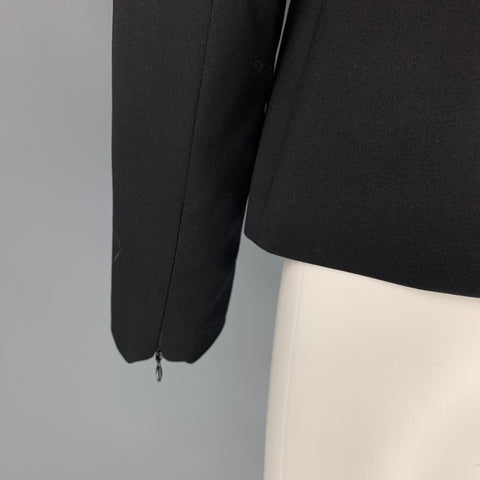 ESCADA Taille 6 Veste d’embellissement en mélange de laine vierge noire et dorée