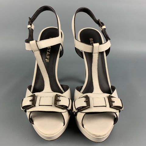 BELSTAFF Sandales à plateforme en cuir osseux taille 8 avec bride en T