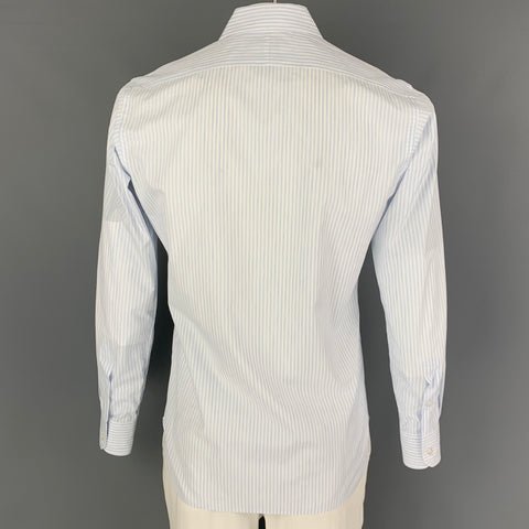 HAMILTON Size L White Blue Stripe Long Sleeve Shirt